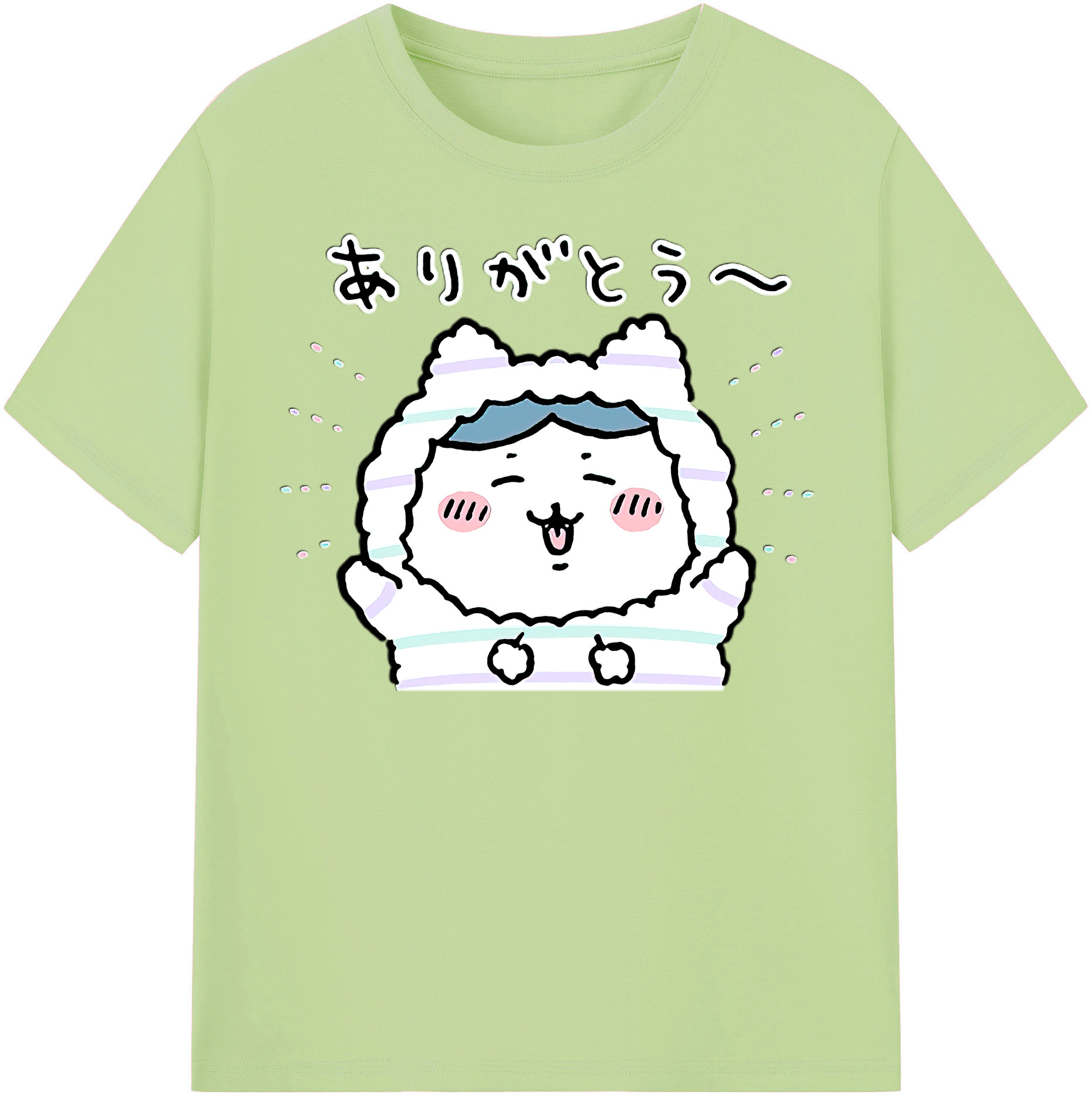 （画像用） ちいかわ ハチワレ Chii-kawa hachiware 綿100％半袖Tシャツ（フロントプリント）